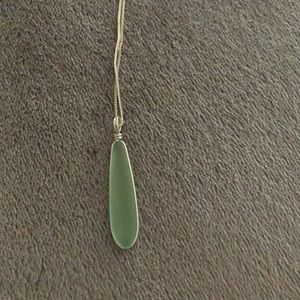 Sterling silver pendant necklace with green stone